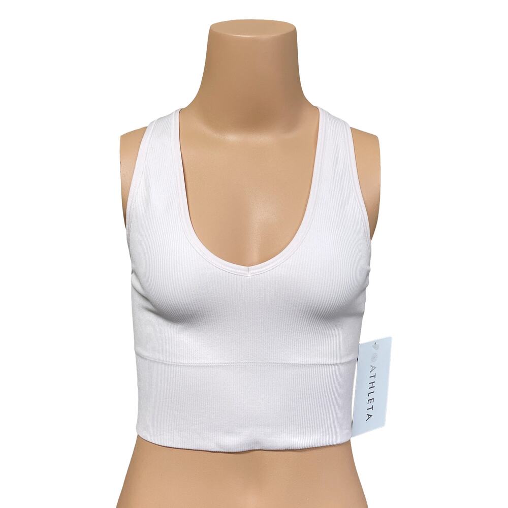 Athleta Aurora Seamless Crop Rib Tank Sz S New $44 Light Pink Fitted Top Unlined